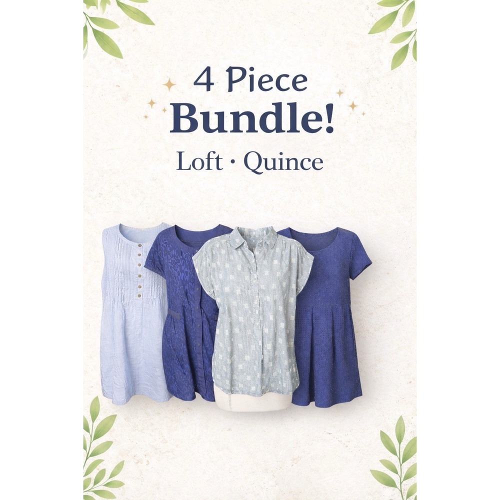 Women's 4 Pc Curated Bundle M Nautical‎ Blue White LOFT Quince